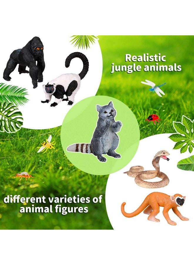 Jexine 25 Pack Rainforest Animals Figures Toys Set Assorted Creatures Rainforest Diorama Supplies Animals Model Trees for Birthday Party Favors, Piñata Fillers, for Boys and Girls - Image 4