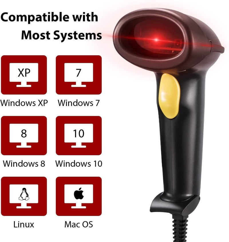 Esky Barcode Scanner with Stand, Wired Handheld Bar Code Scanner with Adjustable Stand, Automatic 1D USB Laser Scanner Support Windows/Mac/Linux for Store, Supermarket, Warehouse, Library - Image 5