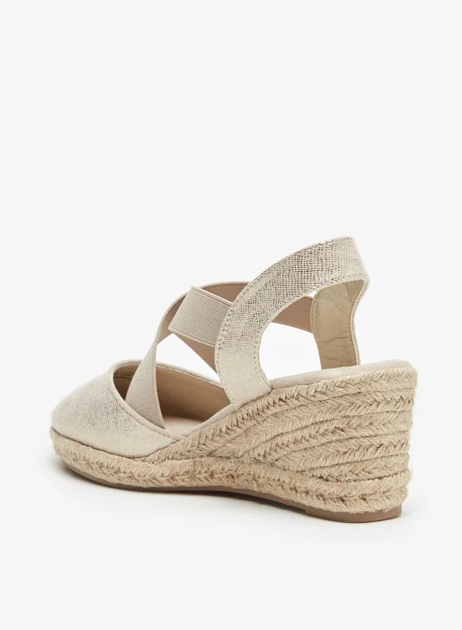 سيليست Women's Solid Sandals with Elasticated Strap and Wedge Heels