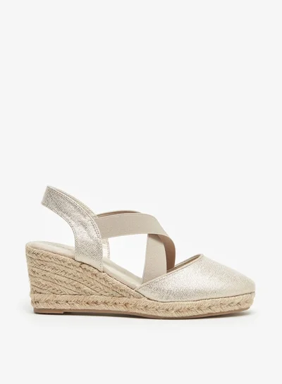 سيليست Women's Solid Sandals with Elasticated Strap and Wedge Heels