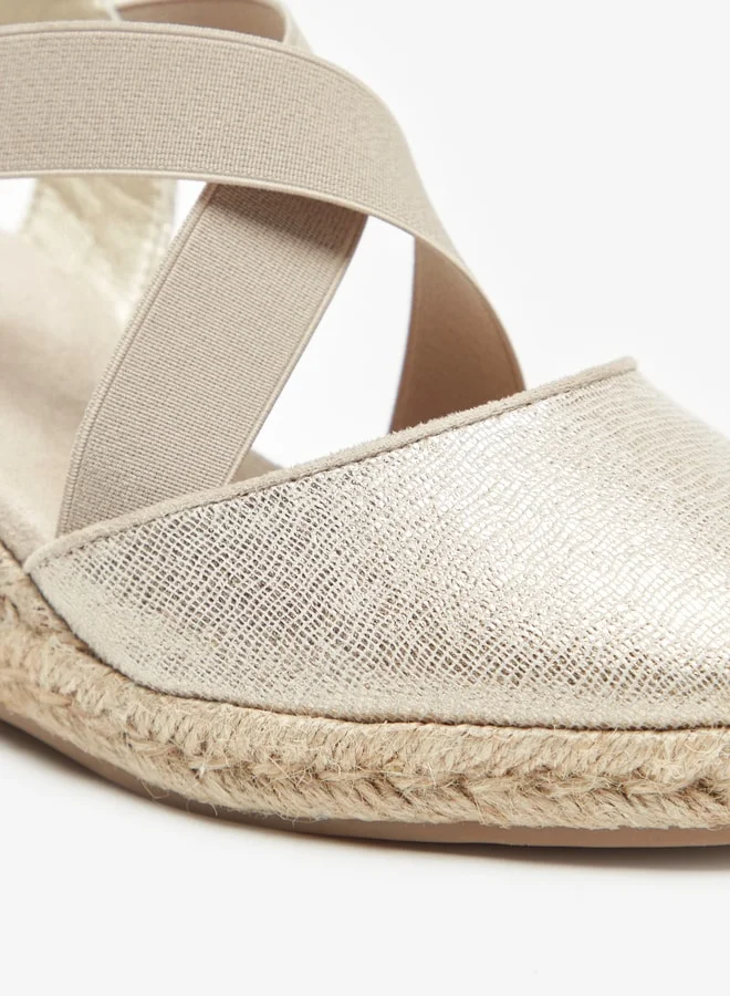 سيليست Women's Solid Sandals with Elasticated Strap and Wedge Heels