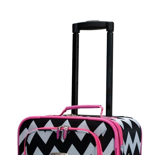 Rockland Fashion Softside Upright Luggage Set, Expandable, Pink Chevron, 2-Piece (14/19) - Image 5