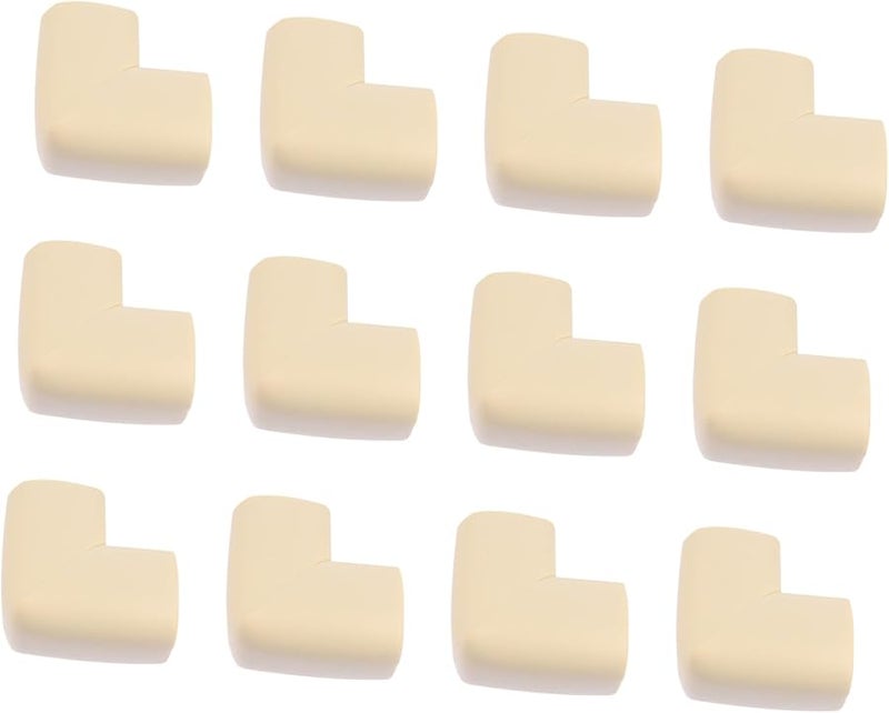 مجموعة من 12 واقي زاوية من PVC بلون البيج مع غراء، حواف أمان واقية للطاولات والنوافذ - Image 1