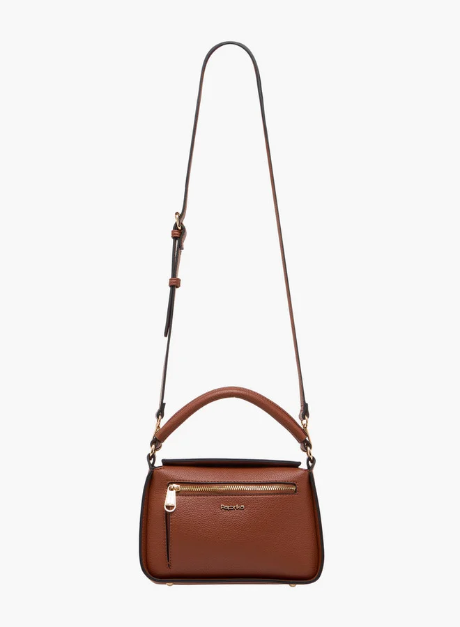 Paprika Textured Crossbody Bag with Detachable Strap and Button Closure