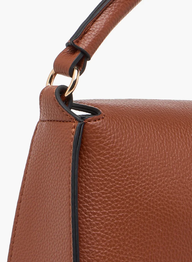 Paprika Textured Crossbody Bag with Detachable Strap and Button Closure