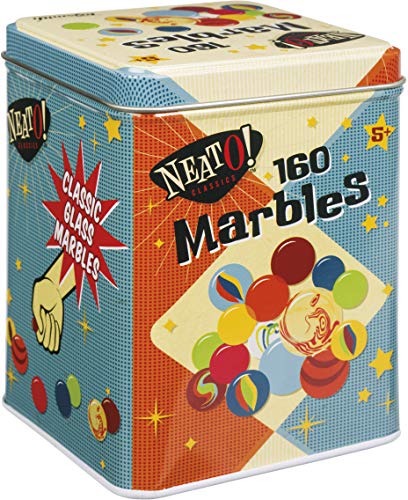 Toysmith Neato Classics 160 Marbles in A Tin Box by Toysmith Retro Nostalgia Glass Shooter Marble Games are Timeless Play for Kids Boys Girls - Image 1