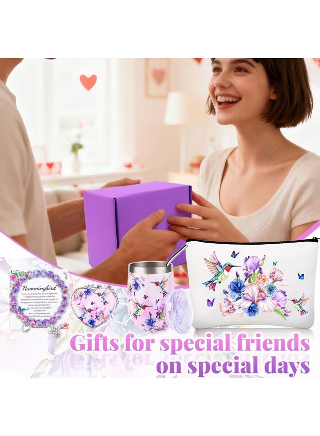 FBBP Mother's Day Gifts for Mom from Daughter Son, Hummingbird Gift Basket Set with Jewelry Bracelet, Makeup Bag, Coffee Mug & Keychain Mirror, Unique Gifts for Mom Grandma Her on Mother's Day - Image 3