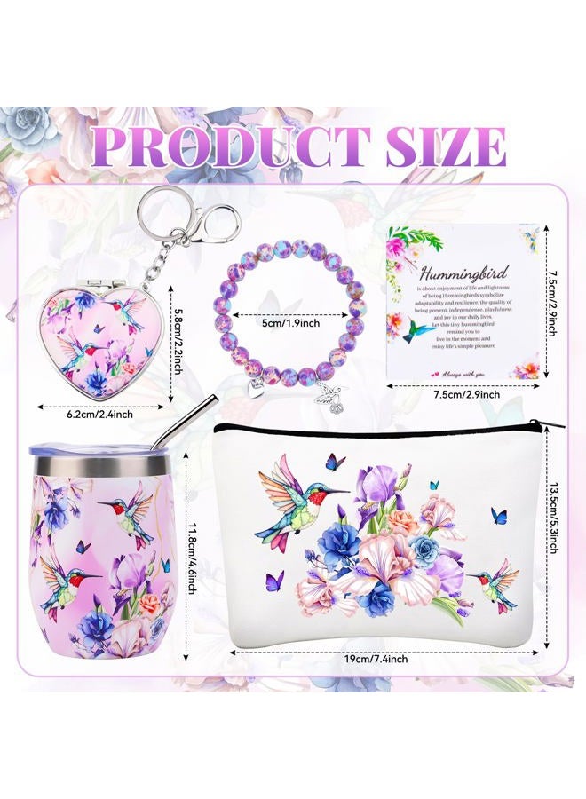 FBBP Mother's Day Gifts for Mom from Daughter Son, Hummingbird Gift Basket Set with Jewelry Bracelet, Makeup Bag, Coffee Mug & Keychain Mirror, Unique Gifts for Mom Grandma Her on Mother's Day - Image 4