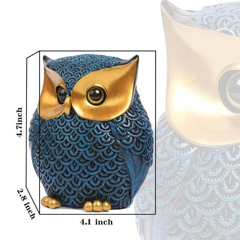 Artpaul Owl Figurines Home Decor Accents Small DÃ©cor Items for Shelf Decorations for Living Room Office, Gifts for Owl Lover (Blue) - Image 3