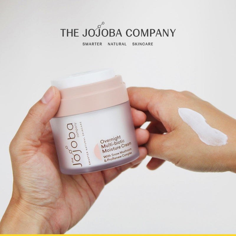 jojoba كريم الترطيب المتعدد البيوتيك من شركة الجوجوبا ليلًا مع فطر الثلج ومركب برو رينيو - كريم ليلي مرطب للبشرة الجافة والحساسة - مغذي وخفيف الوزن - Image 5