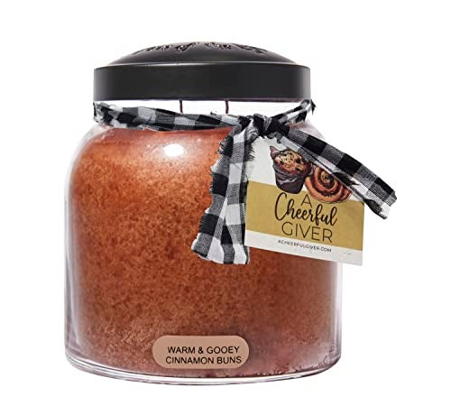 A Cheerful Giver A Cheerful Giver  Warm  Gooey Cinnamon Buns Papa Scented Glass Jar Candle 34oz with Lid  True to Life Fragrance Made in USA 