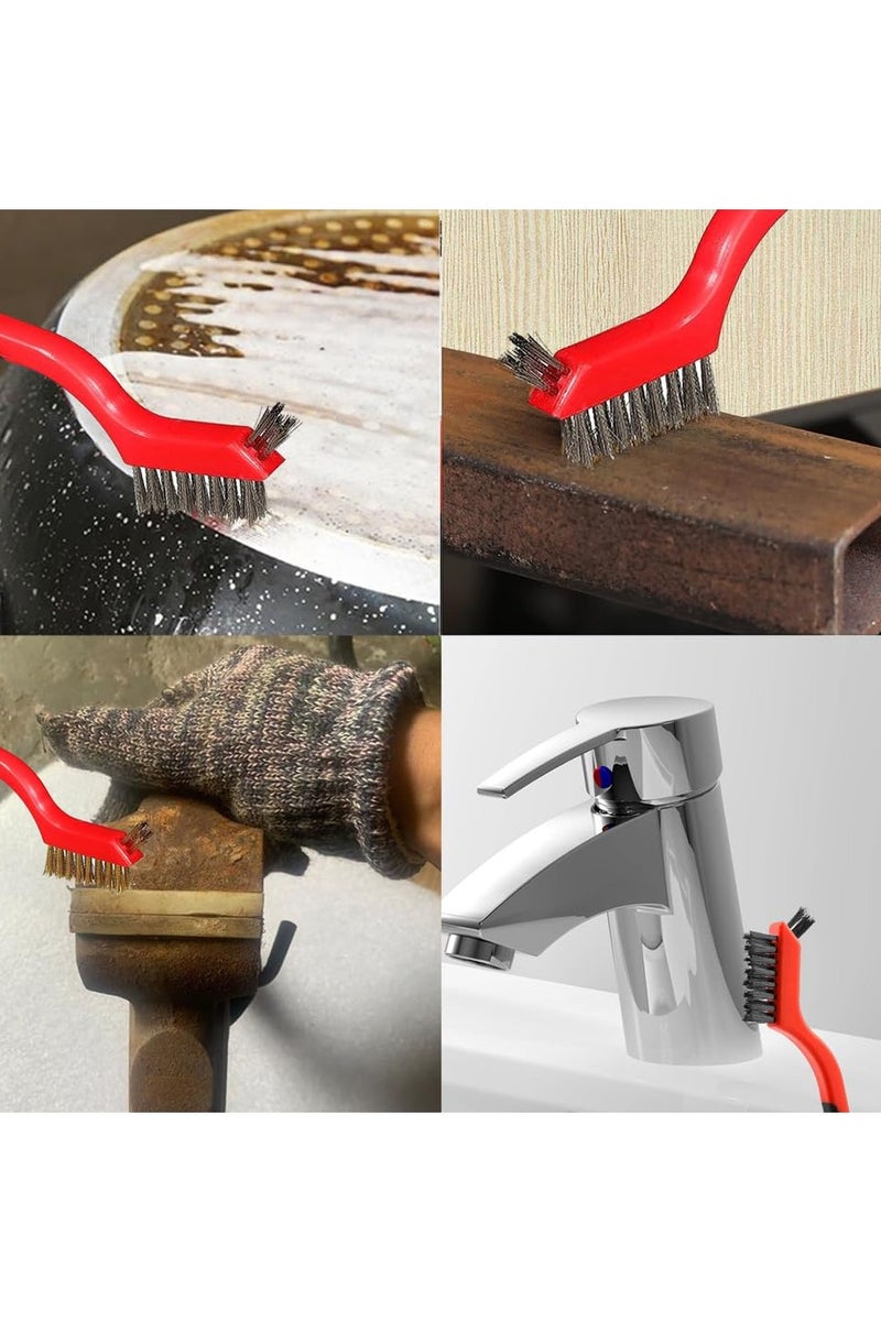 GNAFOTU Wire Brush Set 6Pcs, Stainless Steel/Nylon/Bristle Brushes,Small Metal Wire Brush with Curved Handle Grip,for Cleaning Rust Removal, Dirt, Paint Scrubbing with Deep Cleaning - Image 3