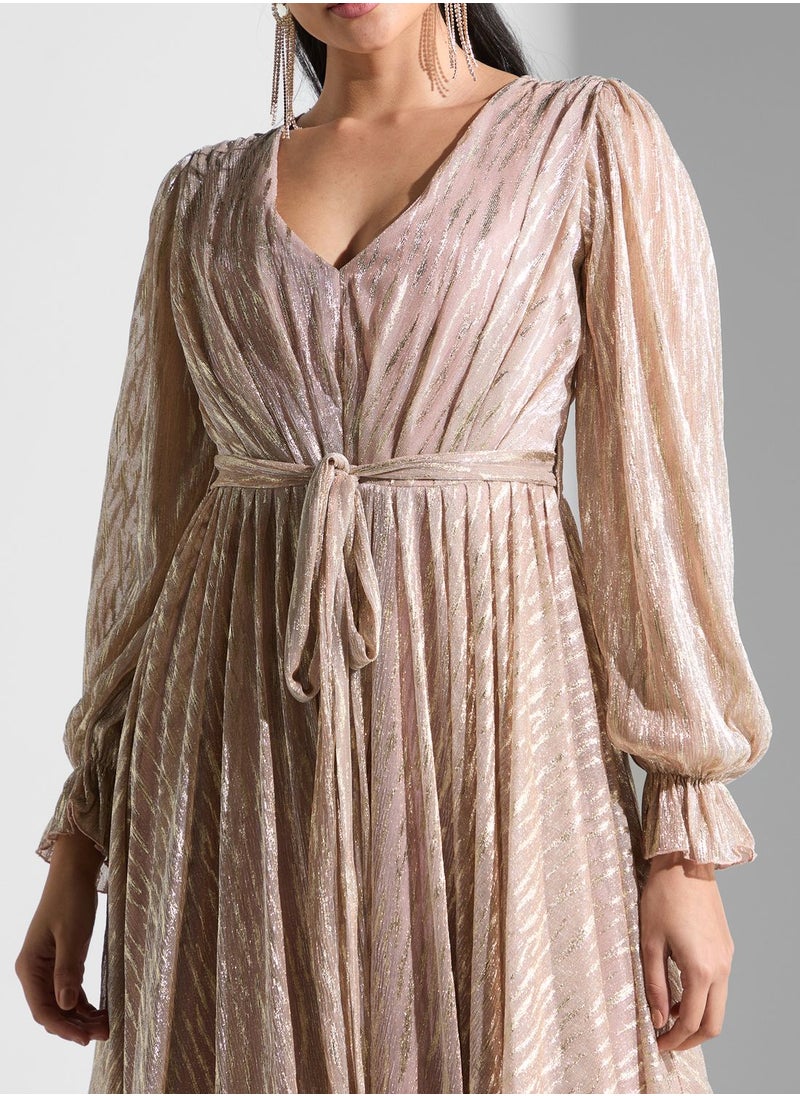 Golden Apple V-Neck Puff Sleeve Dress  - Image 3
