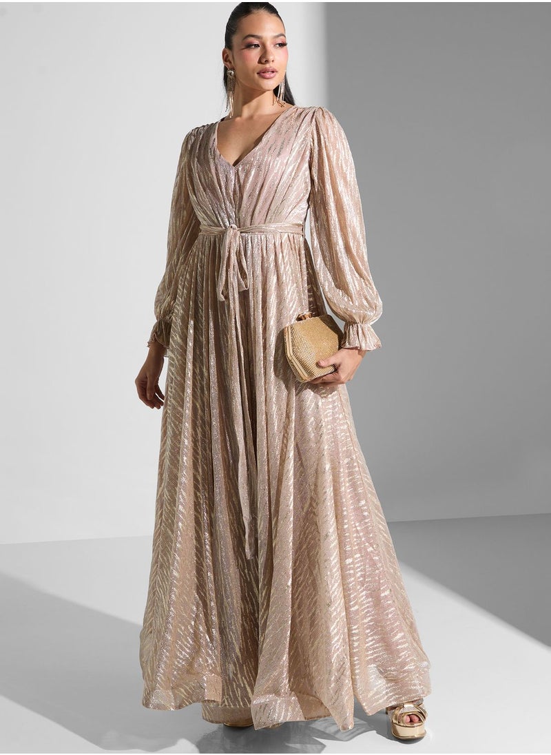 Golden Apple V-Neck Puff Sleeve Dress  - Image 4