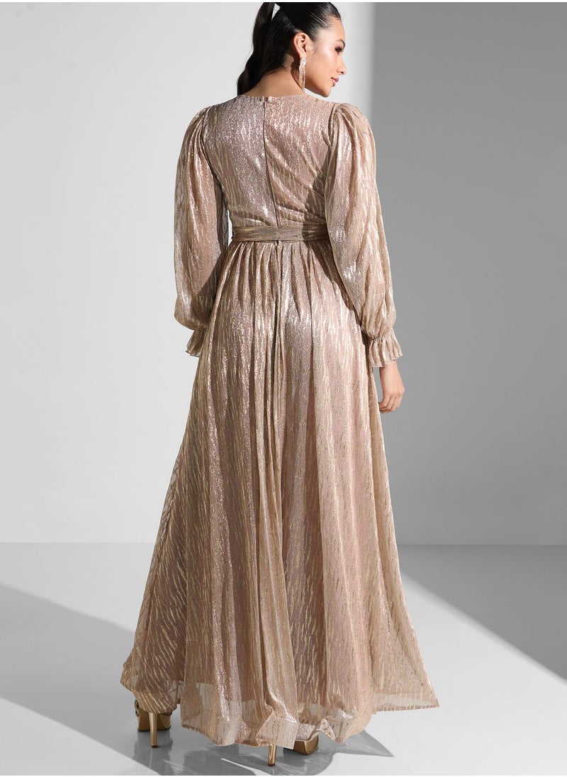 Golden Apple V-Neck Puff Sleeve Dress  - Image 2