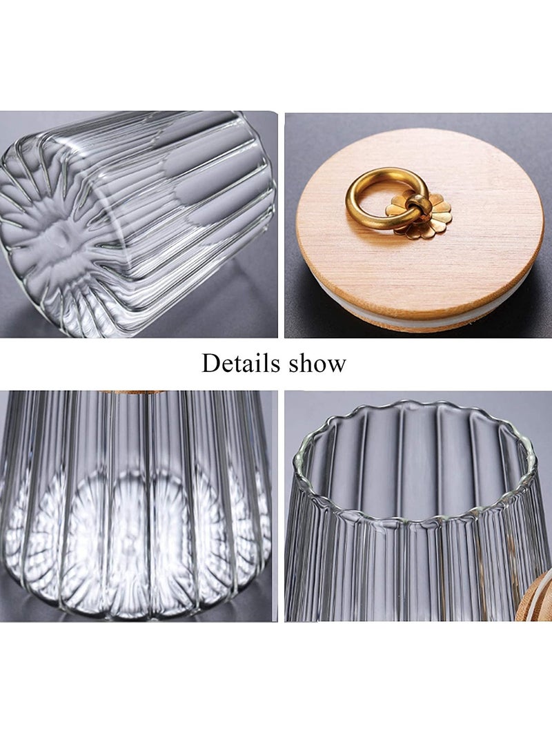 Excefore Glass Coffee Nuts Canister Airtight Storage Jar Petal Decorative Container with Bamboo Lid Metal Handle Easy to Grasp 700ml (23oz) - Image 5