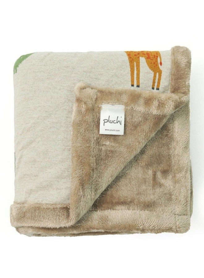 Pluchi Wild Safari Natural & Multi Color Baby Blanket, Jacquard Knitted with Faux Fur Back, Extra Soft and Cozy, 80 x 100 cm (Ideal for 0-18 Months) - Image 5