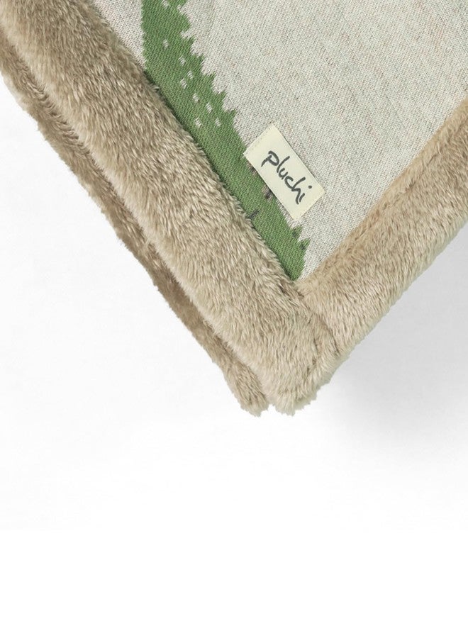 Pluchi Wild Safari Natural & Multi Color Baby Blanket, Jacquard Knitted with Faux Fur Back, Extra Soft and Cozy, 80 x 100 cm (Ideal for 0-18 Months) - Image 4