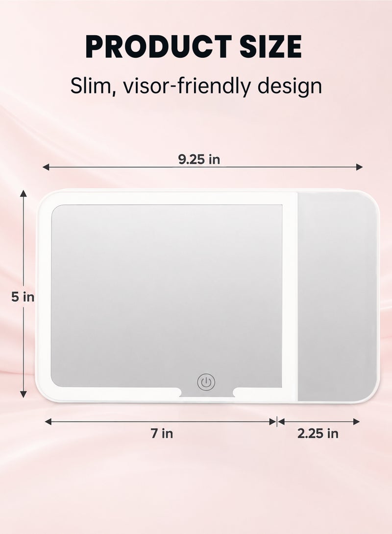 LED Car Vanity Mirror, 3X Visor Mirror with 3 Light Modes, Rechargeable Dimmable Touch Control, Universal Fit for Most Cars, White - Image 2