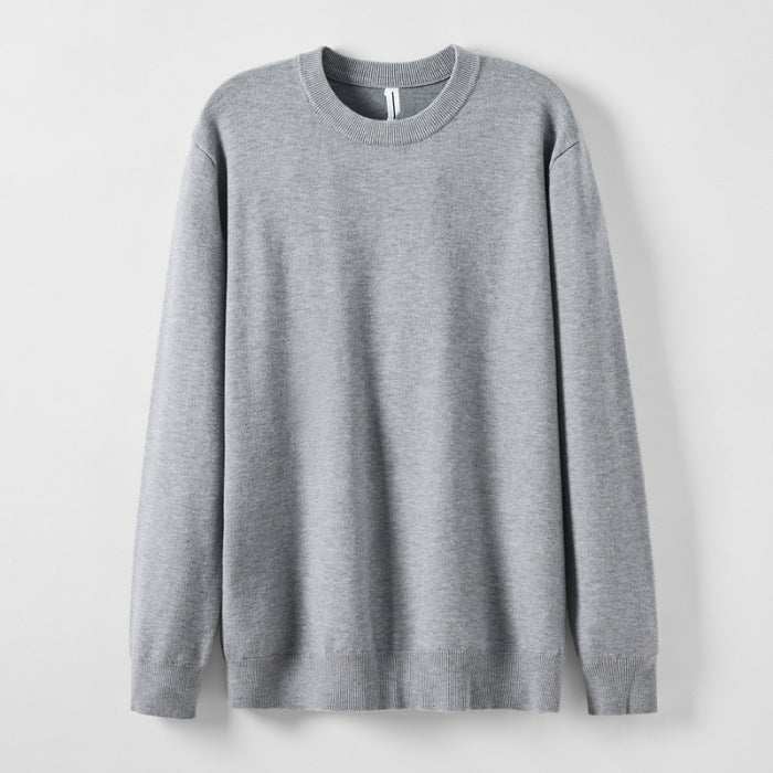 Sheep Wool Crewneck Sweater Mens Self-heating Lyocell Knitted Base Pullover Sweater Spring and Autumn Floral gray