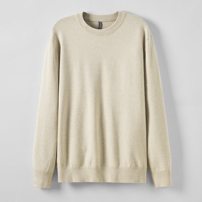 Sheep Wool Crewneck Sweater Mens Self-heating Lyocell Knitted Base Pullover Sweater Spring and Autumn Floral gray