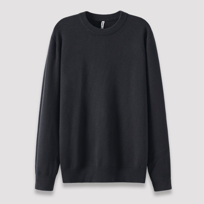 Sheep Wool Crewneck Sweater Mens Self-heating Lyocell Knitted Base Pullover Sweater Spring and Autumn Floral gray