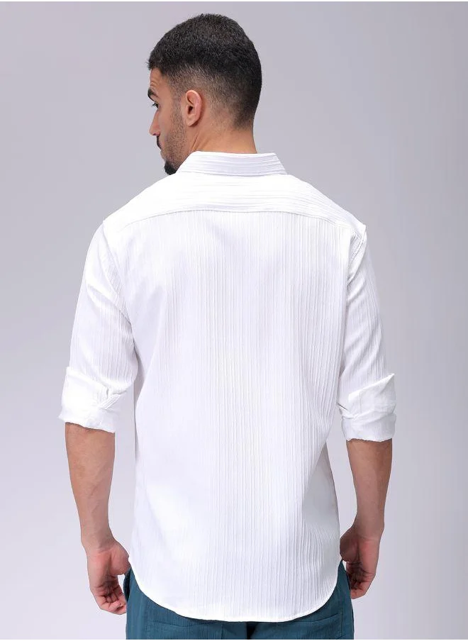 شركة المرآب الهندية Men Relaxed Fit Solid Full Sleeves Cutaway Collar Resort Wear Shirt