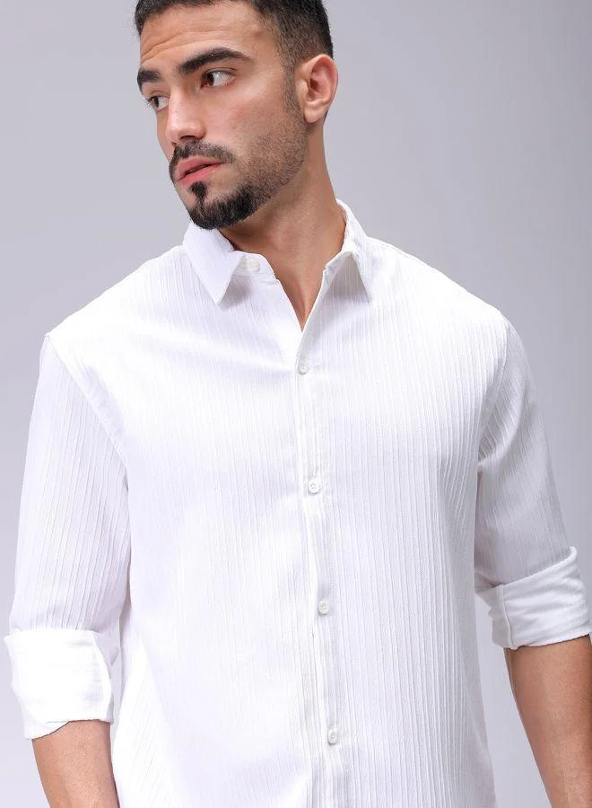 The Indian Garage Co Men Relaxed Fit Solid Full Sleeves Cutaway Collar Resort Wear Shirt