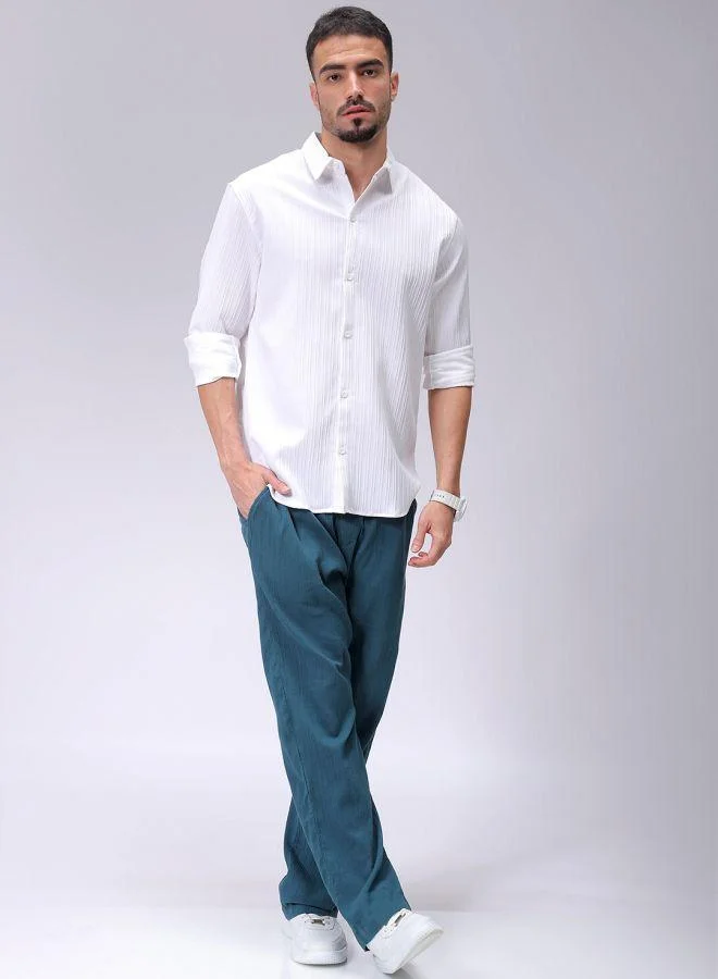 The Indian Garage Co Men Relaxed Fit Solid Full Sleeves Cutaway Collar Resort Wear Shirt