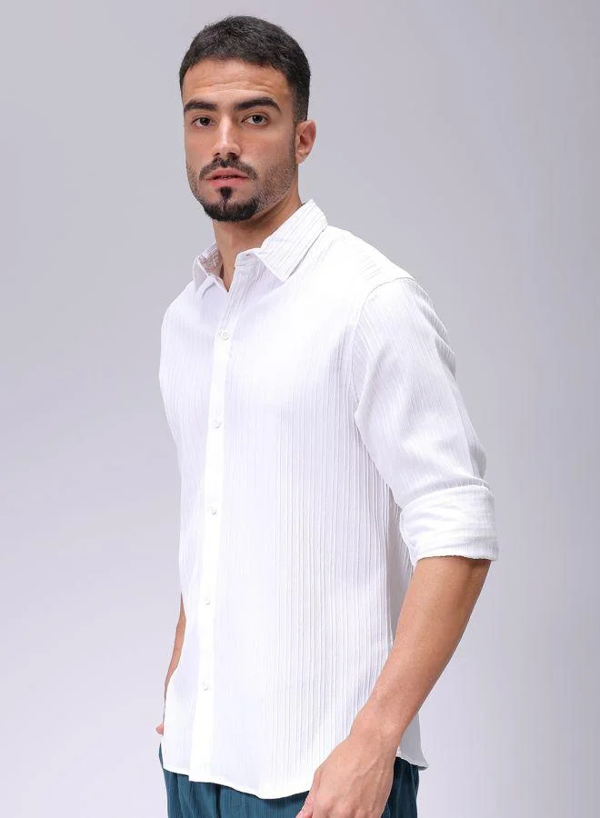 The Indian Garage Co Men Relaxed Fit Solid Full Sleeves Cutaway Collar Resort Wear Shirt