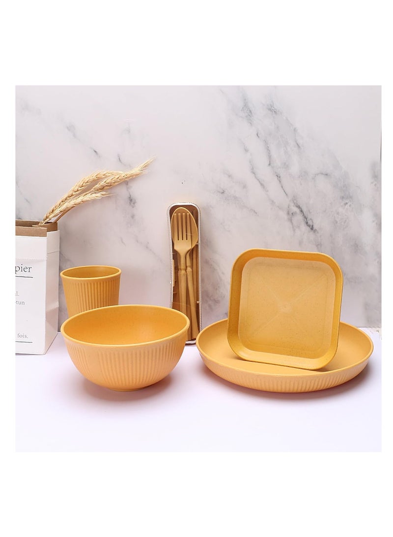 Barakah 48pcs Unbreakable Dinnerware Sets for 4 People, Camping Plates and Bowls Set, Plastic Picnic Dinner Sets, Lightweight Colorful BBQ Plastic Serving Plates, Bowls, Cups,Cutlery, Forks,Tableware(Blue) - Image 2