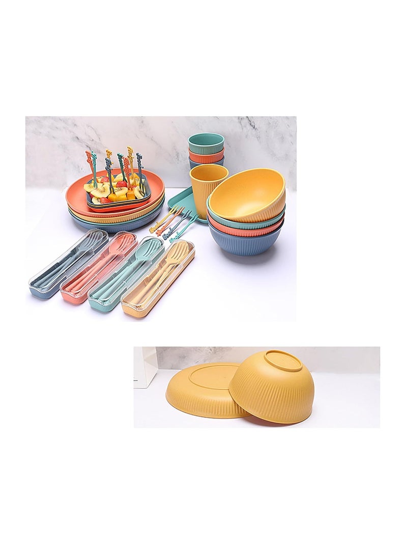 Barakah 48pcs Unbreakable Dinnerware Sets for 4 People, Camping Plates and Bowls Set, Plastic Picnic Dinner Sets, Lightweight Colorful BBQ Plastic Serving Plates, Bowls, Cups,Cutlery, Forks,Tableware(Blue) - Image 4