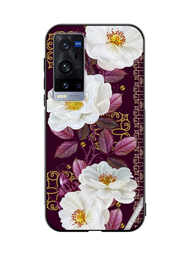 VR CREATIVE Protective Case Cover For Vivo X60 Pro Plus Vertical Floral Border Pattern Design Multicolour - Image 1