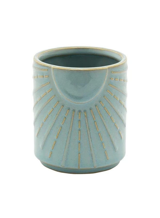 The Bridge Collection Blue Ceramic Sun Beam Planter Pot - Image 1