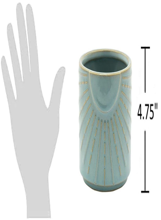 The Bridge Collection Blue Ceramic Sun Beam Planter Pot - Image 2