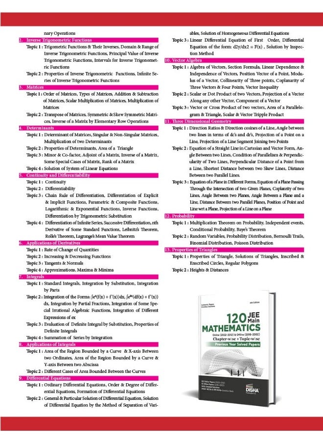 DISHA PUBLICATION 120 JEE Main Mathematics Online (2022 - 2012  - Image 4