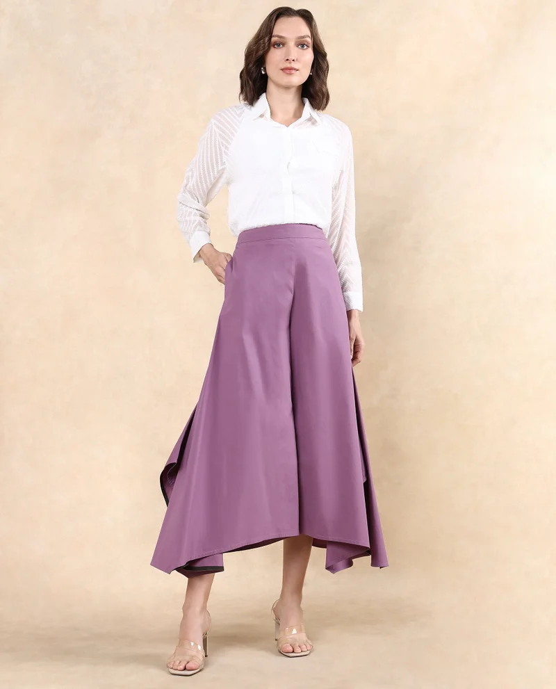 Rareism Women's Flared Trouser With Asymmetrical Hem