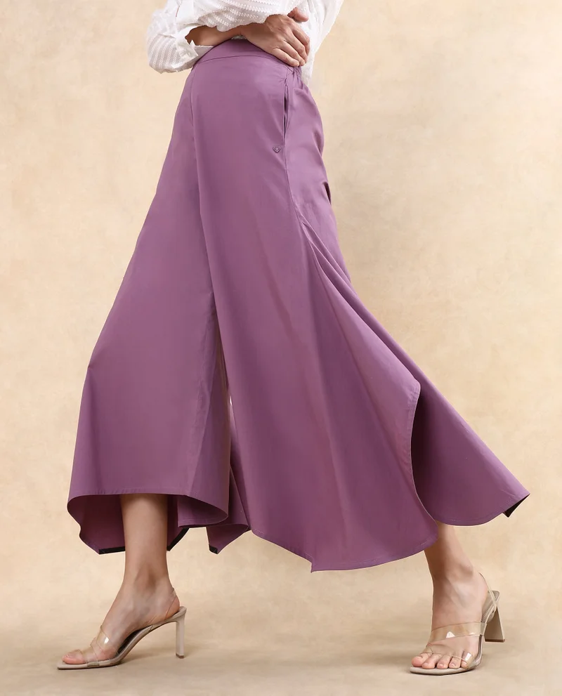 Rareism Women's Flared Trouser With Asymmetrical Hem