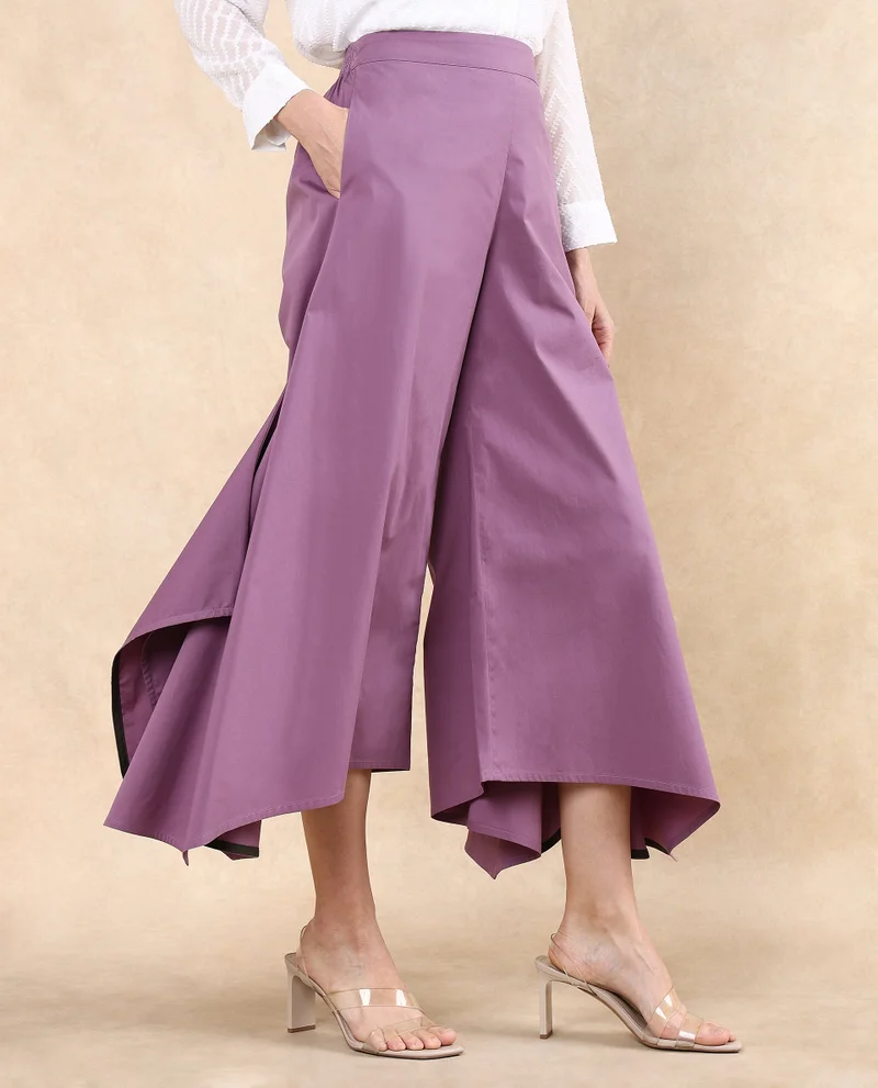 Rareism Women's Flared Trouser With Asymmetrical Hem