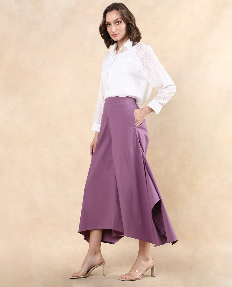 Rareism Women's Flared Trouser With Asymmetrical Hem