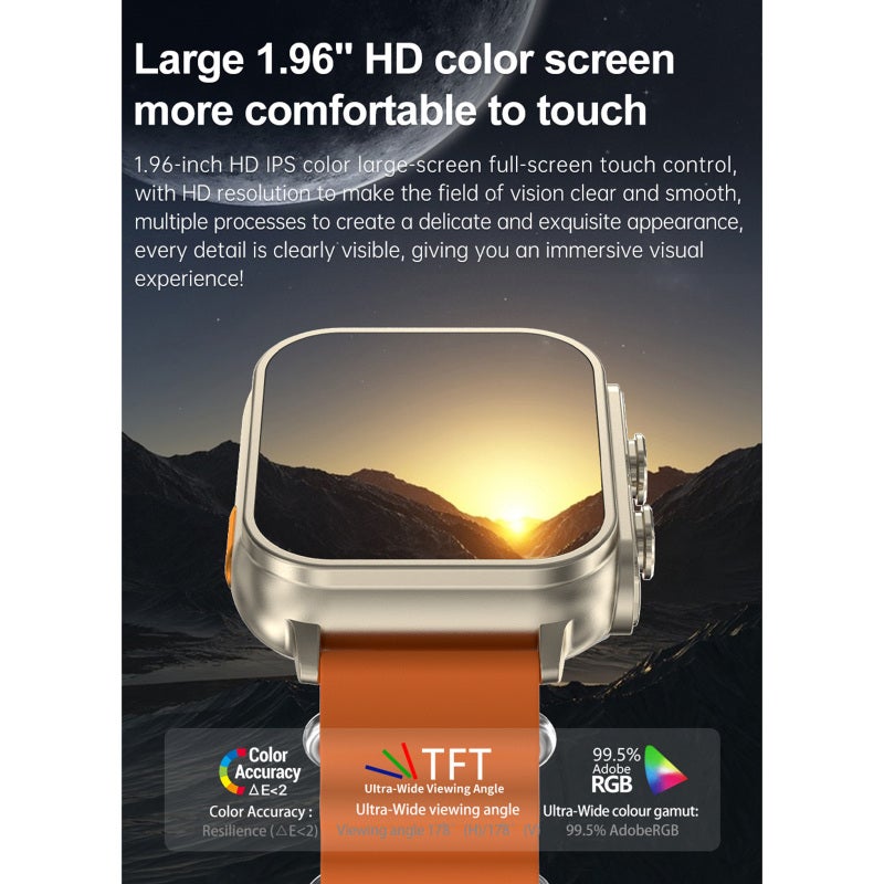 Smart Bracelet 1.96-Inch HD Color Screen Wireless Earphones Built-In En - ENC Noise Reduction Touch Control Fitness Tracker with Heart Rate Sleep Monitoring for Active Lifestyles - Image 4