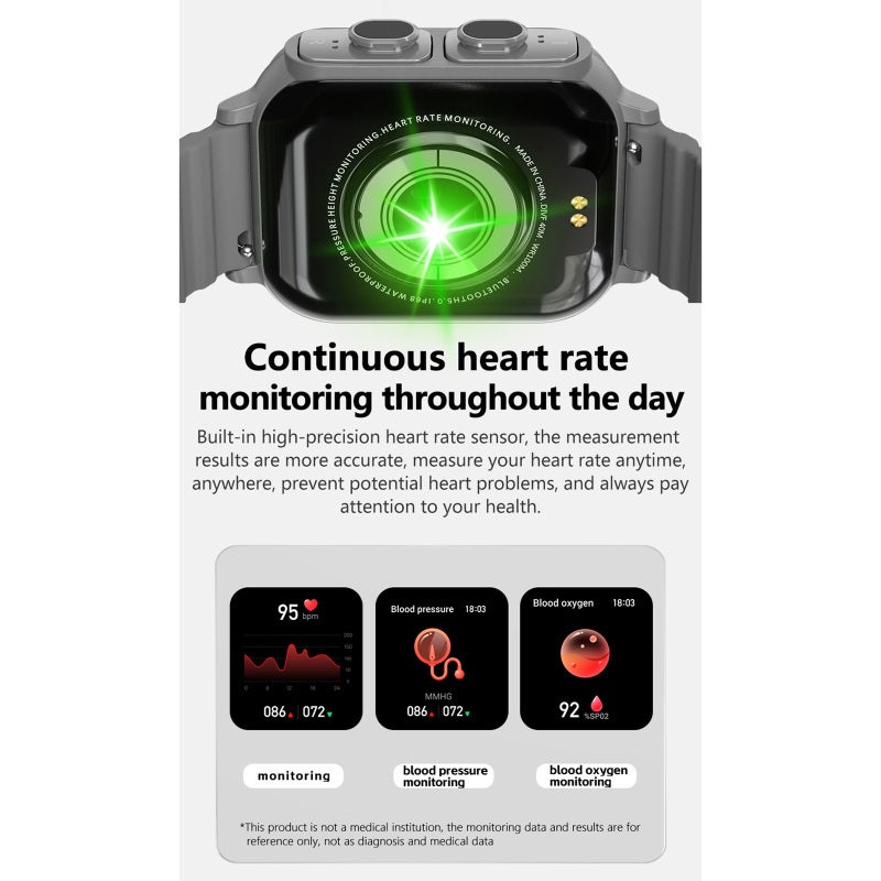 Smart Bracelet 1.96-Inch HD Color Screen Wireless Earphones Built-In En - ENC Noise Reduction Touch Control Fitness Tracker with Heart Rate Sleep Monitoring for Active Lifestyles - Image 2