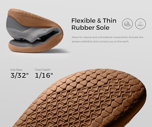 AIRHAS Men's Barefoot Shoes Zero Drop Anatomical Toe Box Minimalist Sneakers for Gym Workout Walking (Dark Grey/Gum,14.0) - Image 4