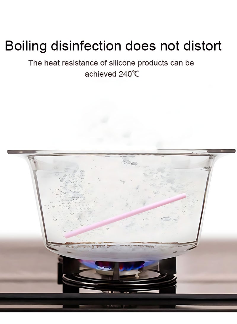 مجموعة من 3 ماصات شرب قابلة لإعادة الاستخدام من السيليكون عالي الجودة – قابلة للفك والطوي وسهلة التنظيف | خالية من BPA، صديقة للبيئة، متوافقة مع المشروبات الساخنة والباردة – مثالية للسموثي، بوبا والسفر - Image 3