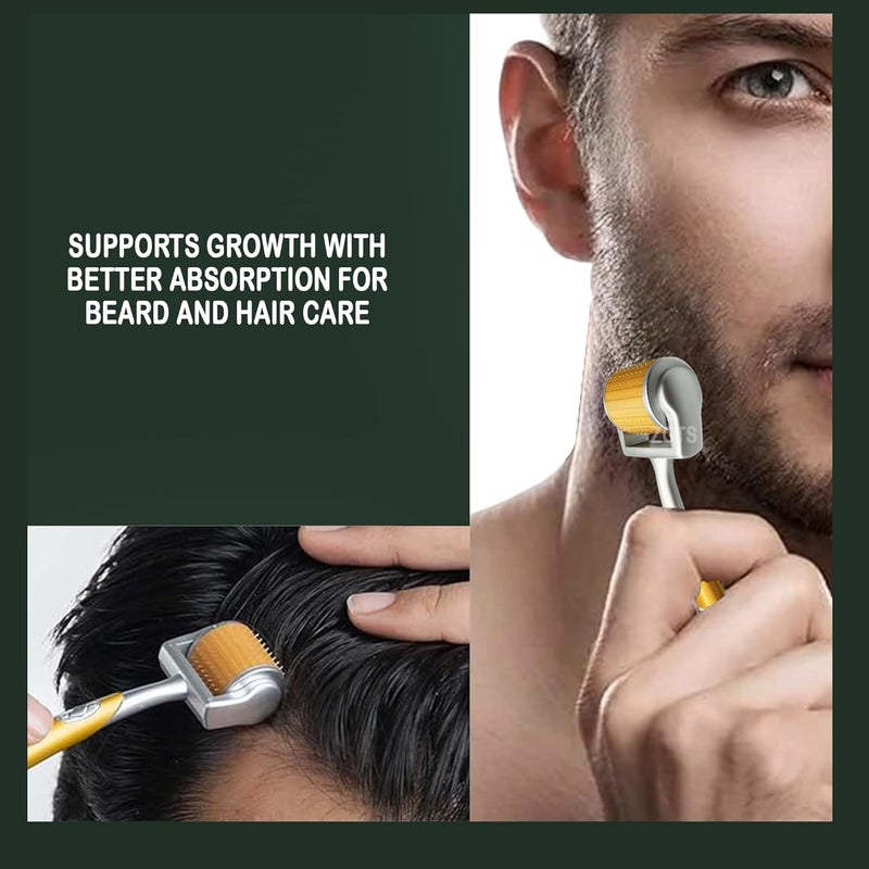 ZGTS Derma Roller System 192 Needles Titanium Alloy Needles Roller for Acne Skin Hair Loss Gold 030mm - Image 5