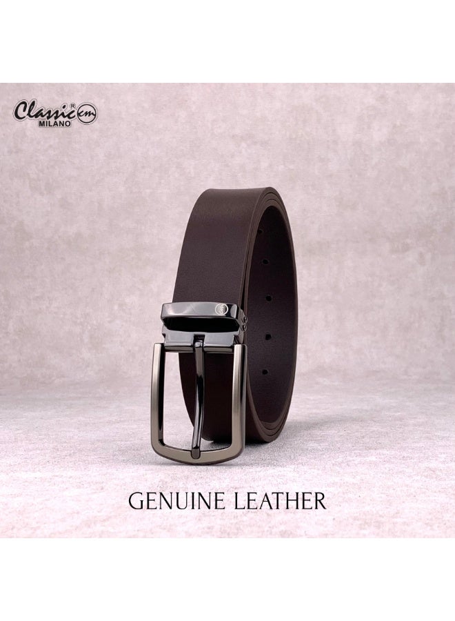 Classic Milano Genuine Leather Belt for Men – Black Formal Belt Men – Men Belts for Office & Business Wear – Mens Belt Leather with Gift Box - Image 3