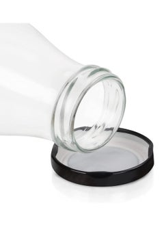 FUFU 12 oz Glass Bottles, Clear Glass Milk Bottles with Black Metal Airtight Lids, Vintage Breakfast Shake Container, Vintage Drinking Bottles with of 12pack  - Image 3