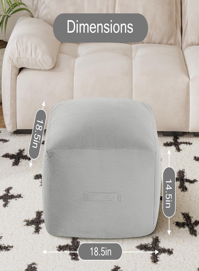 MeMoreCool مسند قدم عثماني مربع محشو من ميموركول، مسند قدم أرضي محشو بقطع إسفنجية، مسند قدم عثماني ناعم محشو لغرفة المعيشة، رمادي فاتح - Image 2