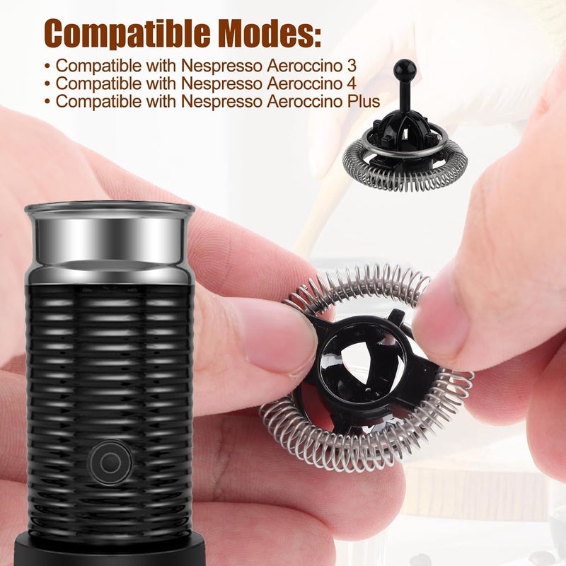 HYRAINBOW Milk Frother Replacement Whisk, Compatible with Nespresso Milk Frother 3/4/Plus, Modern Black Plastic & Stainless Steel Whisk with Nespresso Coffee Machine Accessories - Image 3