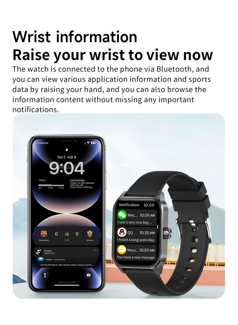 New square-screen Smart Watch for Men Women Compatible with call function, fitness tracker, heart rate and blood oxygen monitoring,  3D dynamic watch face. with iPhone Samsung Android Phone 1.85 inch Full Touch Screen  Bluetooh Fitness Tracker - Image 5